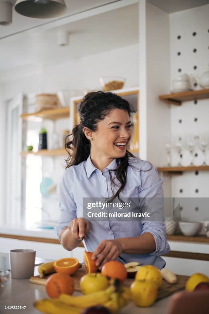 Beautiful woman in the kitchen.