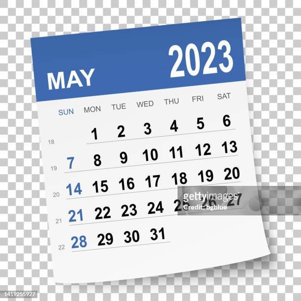 ilustrações, clipart, desenhos animados e ícones de calendário de maio de 2023 - may