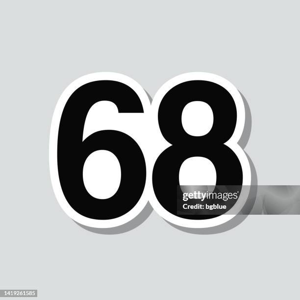 68 Number Sixtyeight Icon Sticker On Gray Background High-Res