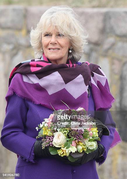 Camilla, Duchess of Cornwall visits Kronborg Castle during a tour of the old town on March 26, 2012 in Elsinore, Denmark. Prince Charles, Prince of...