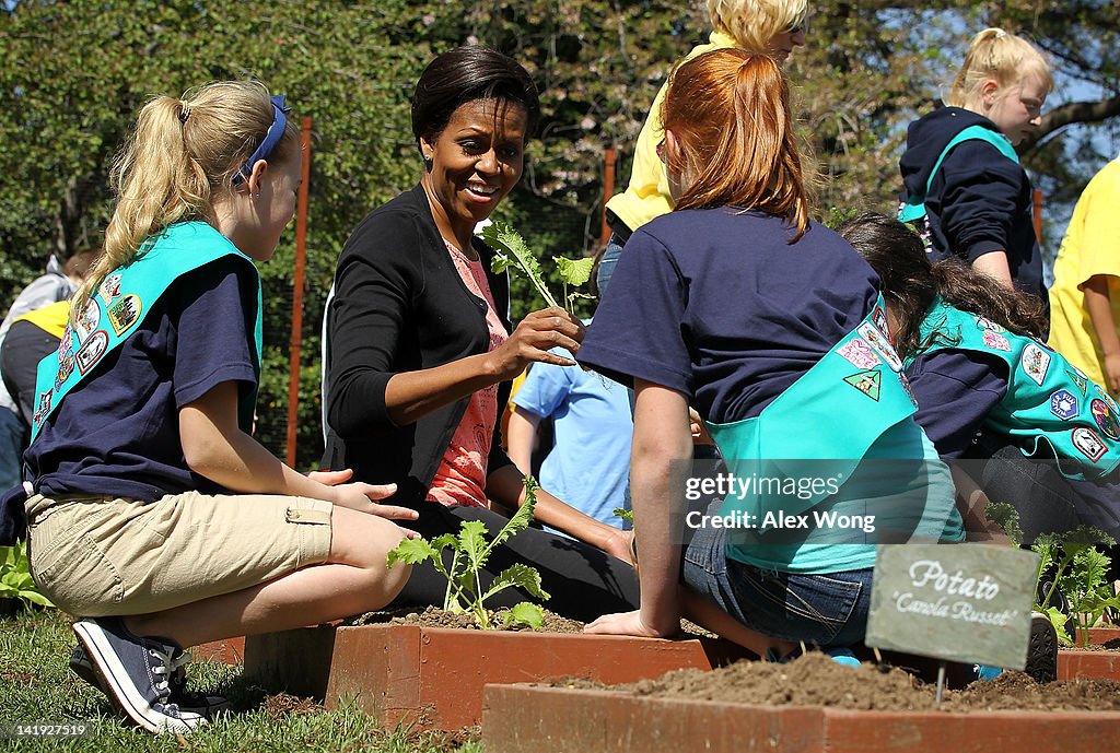 First Lady Michelle Obama Hosts White House Kitchen Garden Spring Planting