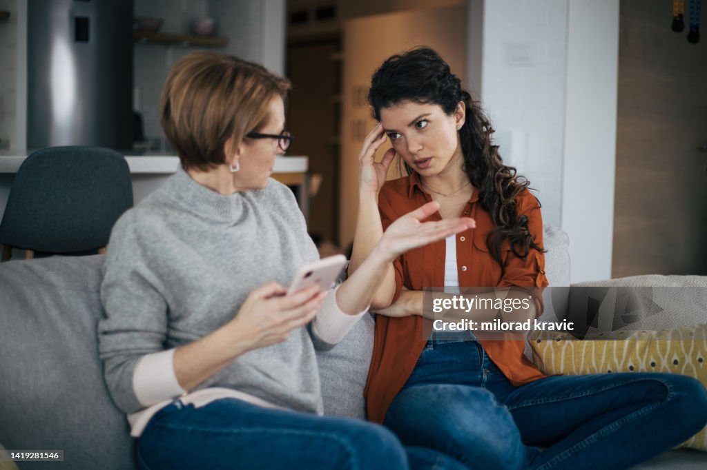 Young woman is arguing with her mother