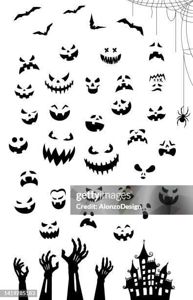 halloween jack o lanterns. - mouth smirk stock illustrations