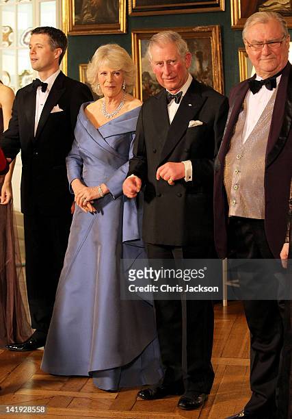 Crown Prince Frederik of Denmark, Camilla, Duchess of Cornwall, Prince Charles, Prince of Wales and Prince Consort Henrik of Denmark take part in a...