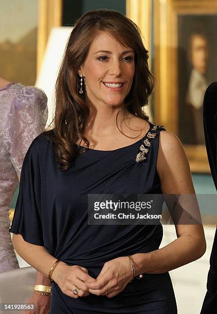 Princess Marie of Denmark takes part in a receiving line ahead of an official dinner at the Royal Palace on March 26, 2012 in Copenhagen, Denmark....