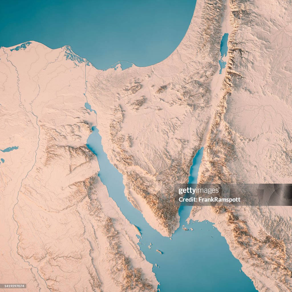 Sinai Peninsula 3d Render Topographic Map Neutral High-Res Stock Photo ...