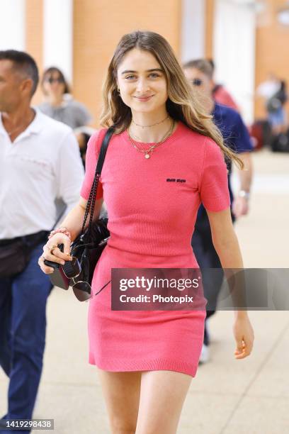 Raffey Cassidy is seen arriving at Venice Airpot during the 79th Venice International Film Festival on August 30, 2022 in Venice, Italy.