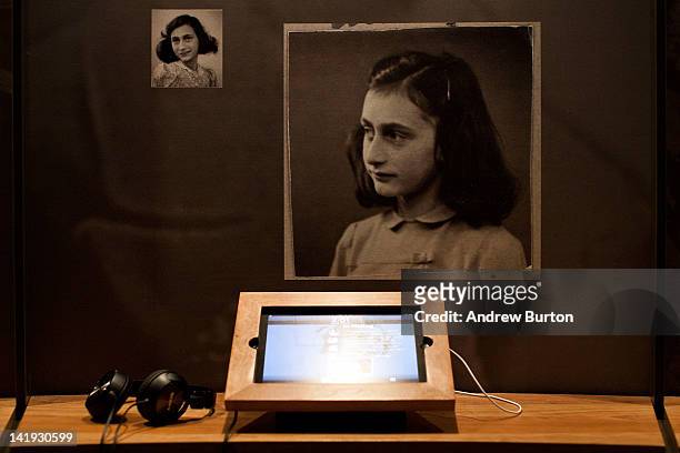 An iPad with interactive features used to educate people about Anne Frank's story is seen at the Anne Frank Center USA on March 26, 2012 in New York...