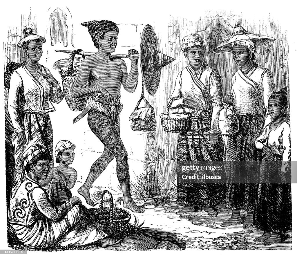 Antique illustration, ethnography and indigenous cultures: East Asia, Burma (Myanmar)