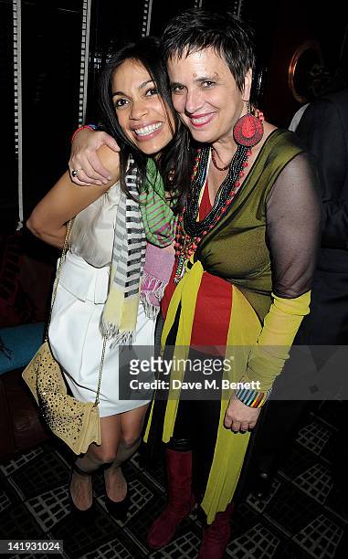 Rosario Dawson and Eve Ensler attend an after party for 'A Memory, A Monologue, A Rant And A Prayer', a one-night only performance produced by Lauren...