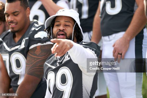 Earl Thomas of the Baltimore Ravens looks on before the AFC team photo Thursday, Jan. 23 in Kissimmee, Florida.