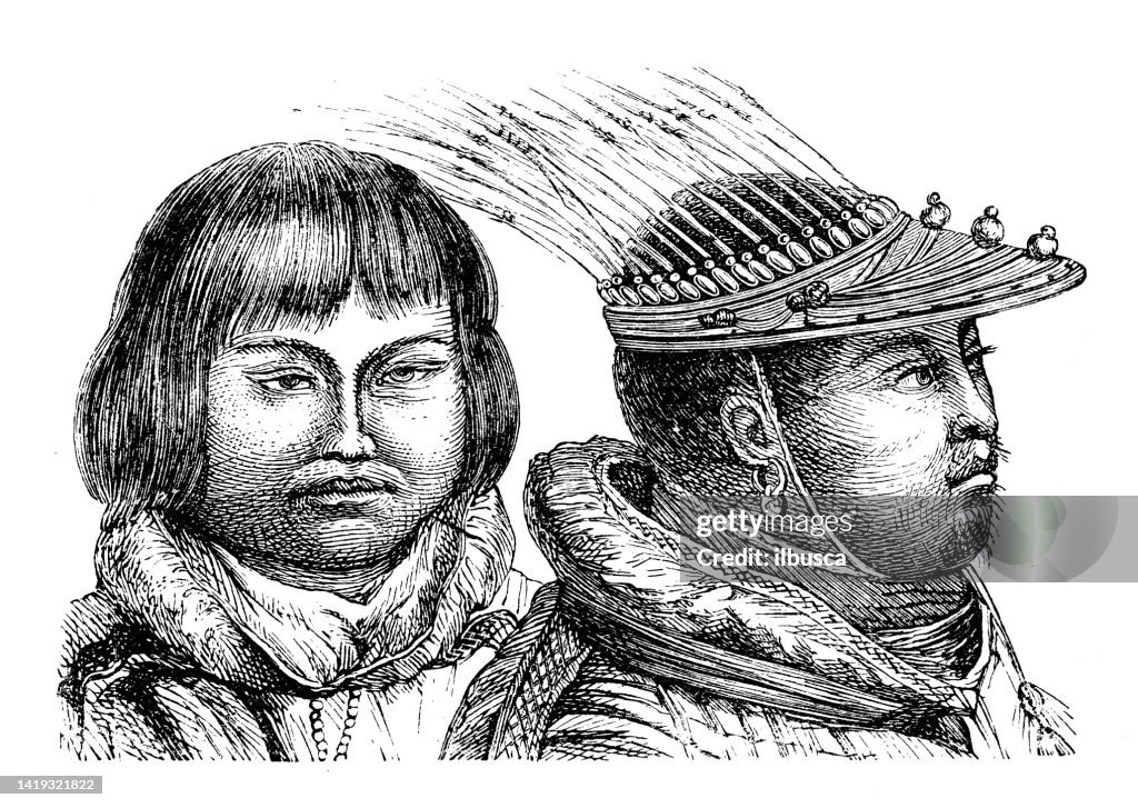 Antique illustration, ethnography and indigenous cultures: Aleutian Islands