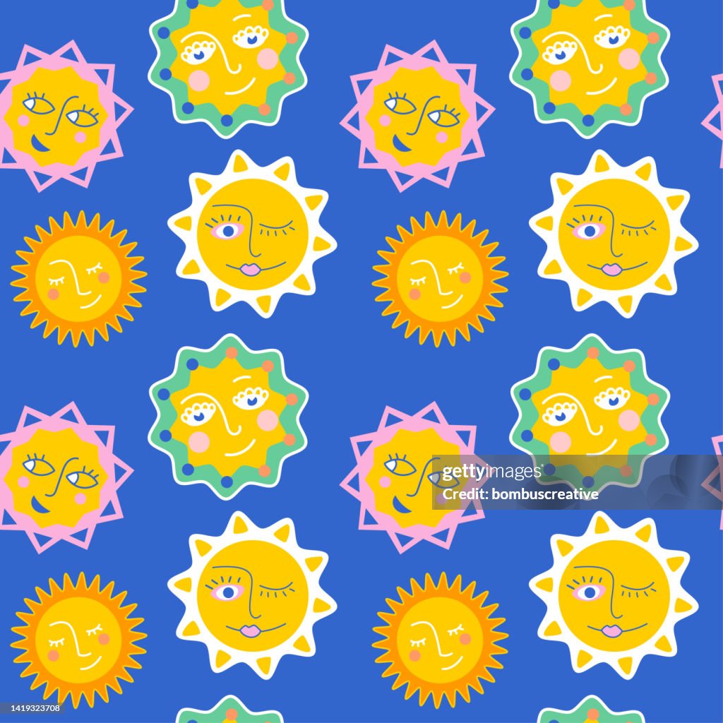 Window Sun Character Sun Character Design Pattern High-Res Vector Graphic - Getty Images