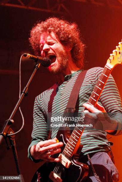 Singer and guitarist Chad Urmston of the band Dispatch performs live during a concert at the Huxleys on March 26, 2012 in Berlin, Germany.