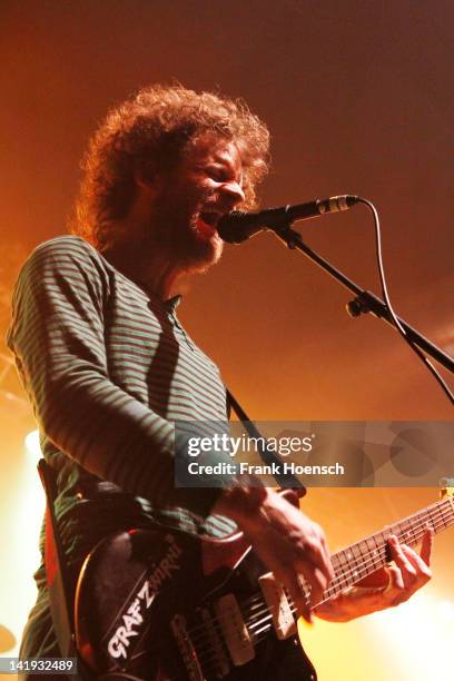 Singer and guitarist Chad Urmston of the band Dispatch performs live during a concert at the Huxleys on March 26, 2012 in Berlin, Germany.