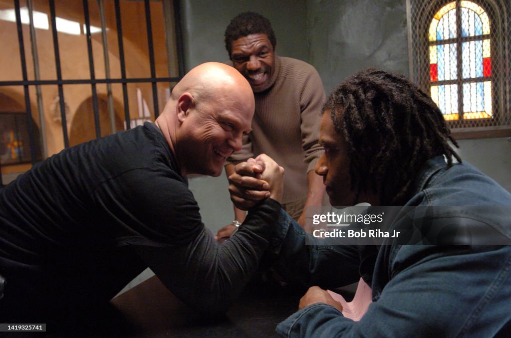 Michael Chiklis on Set of tv show 'The Shield'