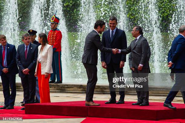 Spain's president of government Pedro Sanchez presents his ministers to Colombian president Gustavo Petro the during official visit of Pedro Sanchez,...