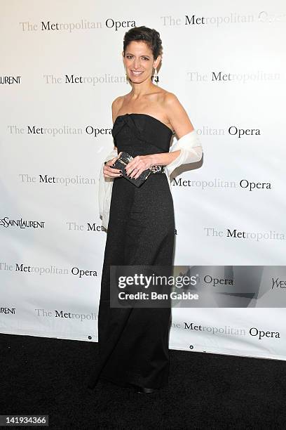 Cindy Levy attends the Metropolitan Opera gala premiere Of Jules Massenet's "Manon" at The Metropolitan Opera House on March 26, 2012 in New York...