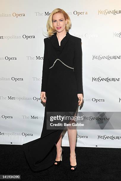 January Jones attends the Metropolitan Opera gala premiere Of Jules Massenet's "Manon" at The Metropolitan Opera House on March 26, 2012 in New York...