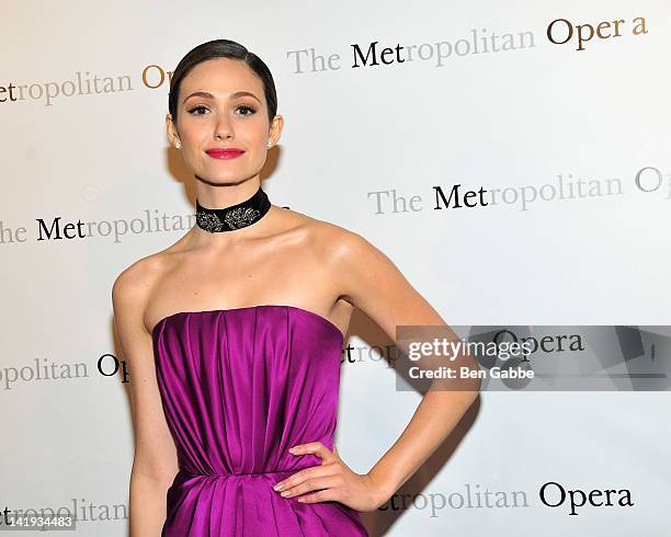 Emmy Rossum attends the Metropolitan Opera gala premiere Of Jules Massenet's "Manon" at The Metropolitan Opera House on March 26, 2012 in New York...