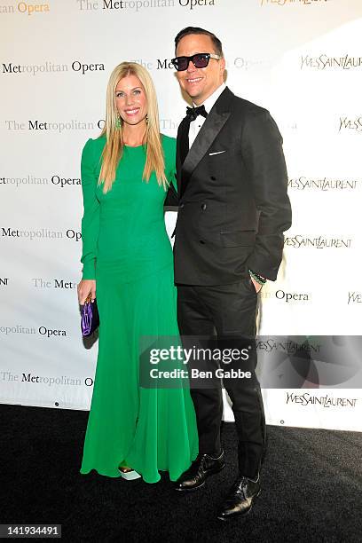 Mary Cryder and Brant Cryder attend the Metropolitan Opera gala premiere Of Jules Massenet's "Manon" at The Metropolitan Opera House on March 26,...