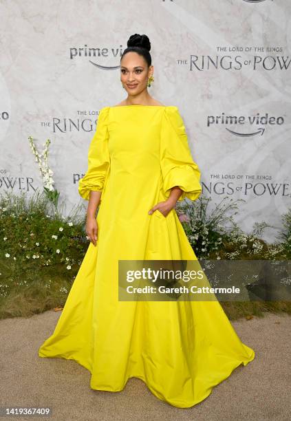 Cynthia Addai-Robinson attends "The Lord Of The Rings: The Rings Of Power" World Premiere in Leicester Square on August 30, 2022 in London, England.