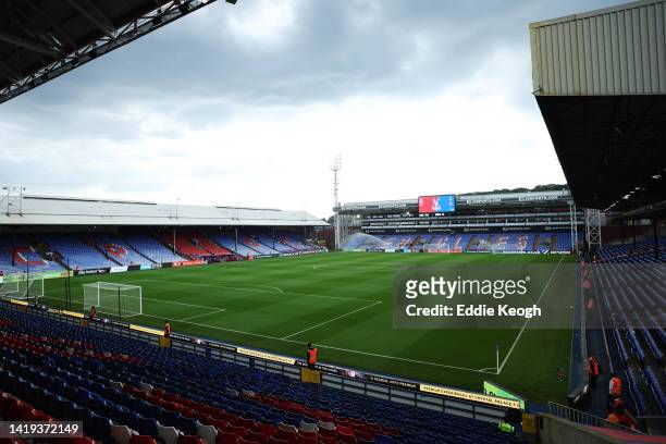 General view inside the stadium prior to the Premier League match between Crystal Palace and Brentford FC at Selhurst Park on August 30, 2022 in...