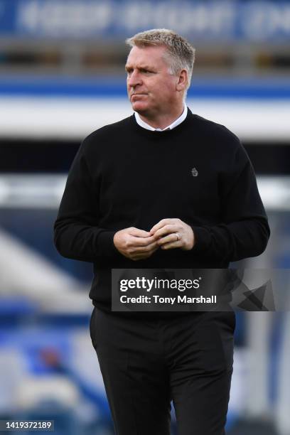 Norwich City Manager Dean Smith looks on during the Sky Bet Championship between Birmingham City and Norwich City at St Andrews on August 30, 2022 in...