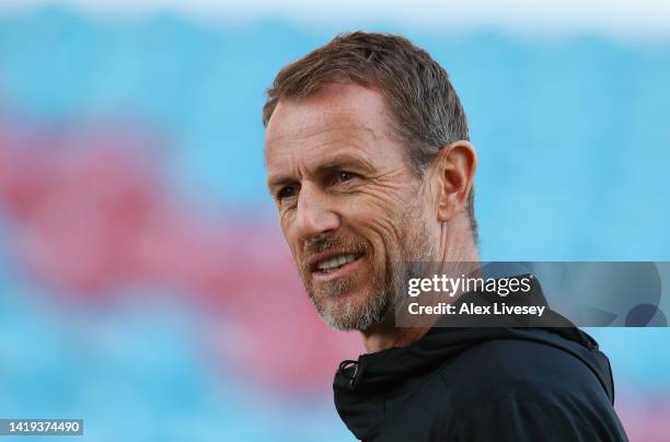 Gary Rowett, Manager of Millwall looks on prior to the Sky Bet Championship between Burnley and Millwall at Turf Moor on August 30, 2022 in Burnley,...