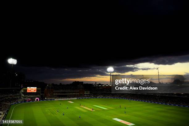General view of play during the Hundred match between London Spirit Men and Birmingham Phoenix Men at Lord's Cricket Ground on August 30, 2022 in...