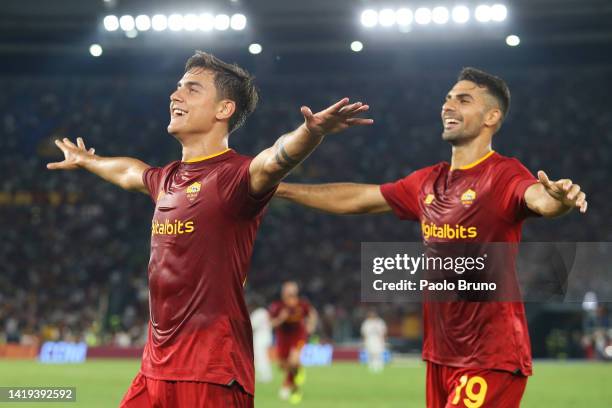 Paulo Dybala of AC Monza celebrates after scoring their team's second goal during the Serie A match between AS Roma and AC Monza at Stadio Olimpico...