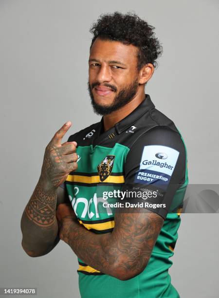 Courtney Lawes of Northampton Saints poses for a portrait during the squad photocall for the 2022-2023 Gallagher Premiership Rugby season on August...