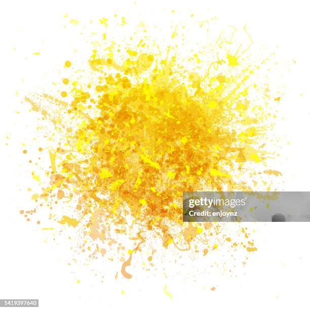 yellow paint splash vector on white background - paint explosion stock illustrations