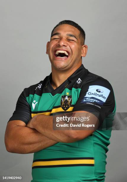 Sam Matavesi of Northampton Saints poses for a portrait during the squad photocall for the 2022-2023 Gallagher Premiership Rugby season on August 30,...