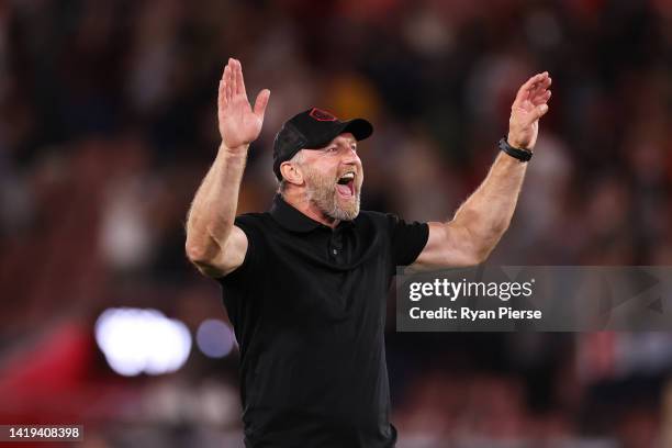 Ralph Hasenhuettl, Manager of Southampton celebrates victory following the Premier League match between Southampton FC and Chelsea FC at Friends...