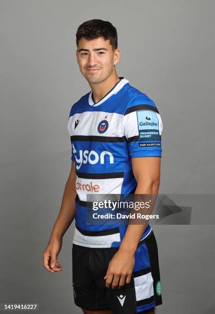 Orlando Bailey of Bath Rugby poses for a portrait during the squad photocall for the 2022-2023 Gallagher Premiership Rugby season at Farleigh House...