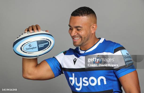 Jonathan Joseph of Bath Rugby poses for a portrait during the squad photocall for the 2022-2023 Gallagher Premiership Rugby season at Farleigh House...