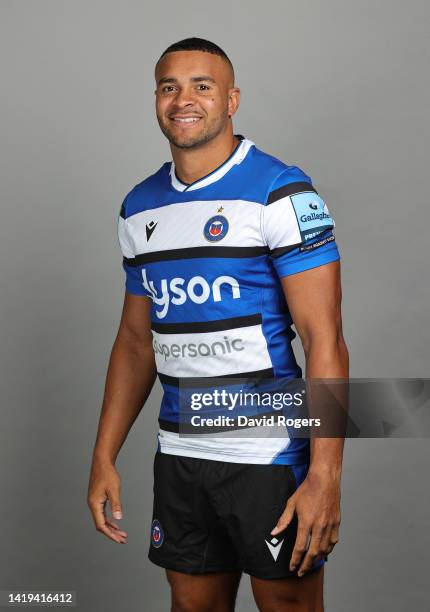 Jonathan Joseph of Bath Rugby poses for a portrait during the squad photocall for the 2022-2023 Gallagher Premiership Rugby season at Farleigh House...