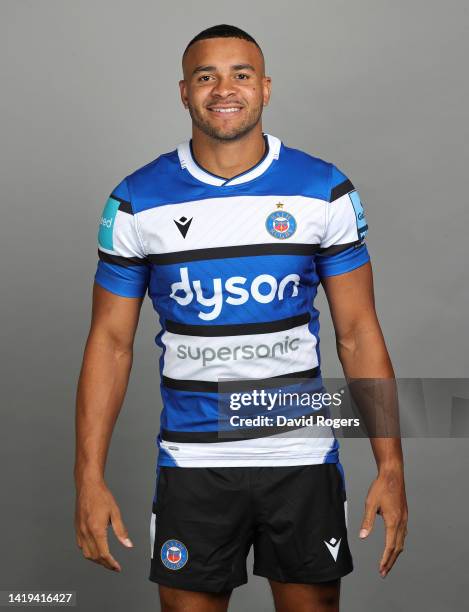 Jonathan Joseph of Bath Rugby poses for a portrait during the squad photocall for the 2022-2023 Gallagher Premiership Rugby season at Farleigh House...