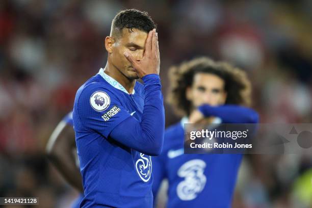 Thiago Silva of Chelsea during the Premier League match between Southampton FC and Chelsea FC at Friends Provident St. Mary's Stadium on August 30,...