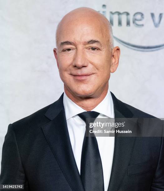 Jeff Bezos attends "The Lord Of The Rings: The Rings Of Power" World Premiere at Leicester Square on August 30, 2022 in London, England.