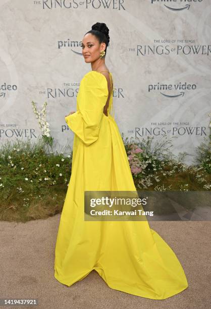 Cynthia Addai-Robinson attends "The Lord Of The Rings: The Rings Of Power" World Premiere at Leicester Square on August 30, 2022 in London, England.