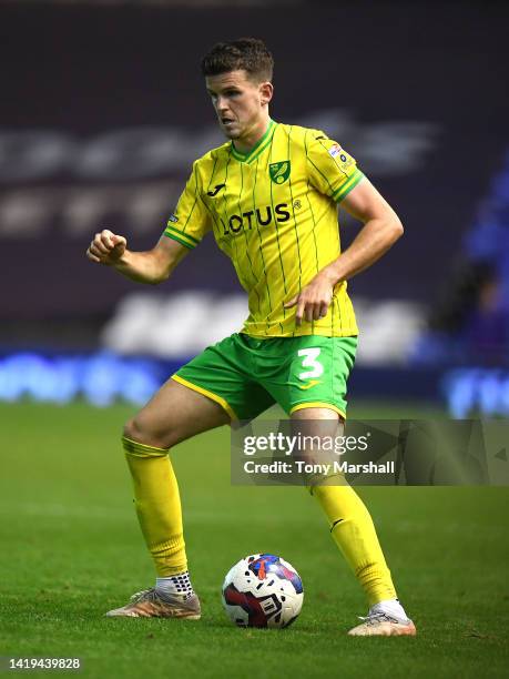 Sam Byram of Norwich City during the Sky Bet Championship between Birmingham City and Norwich City at St Andrews on August 30, 2022 in Birmingham,...