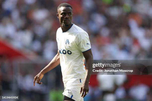 Eric Bailly of Olympique De Marseille looks on during the Ligue 1 match between OGC Nice and Olympique Marseille at Allianz Riviera on August 28,...