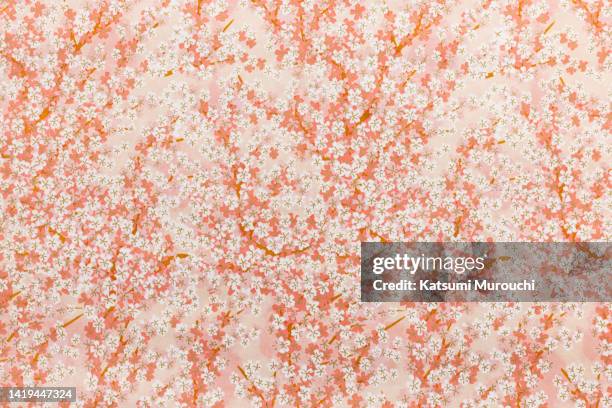 cherry blossom pattern washi paper background - hanami stock pictures, royalty-free photos & images