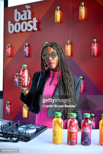 Kelis poses during the DJ Workshop and Good Energy Happy Hour event hosted by Bai Boost with Kelis and Coco & Breezy at The Daintree Rooftop on...