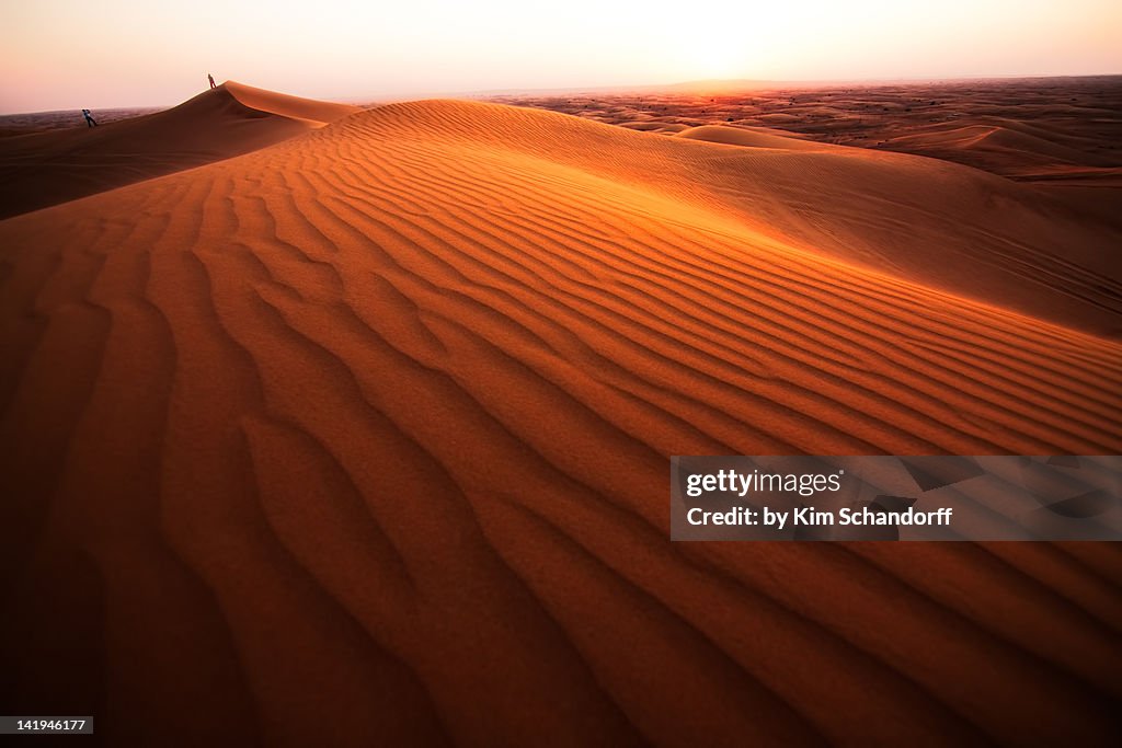 Sunset over sand dunes