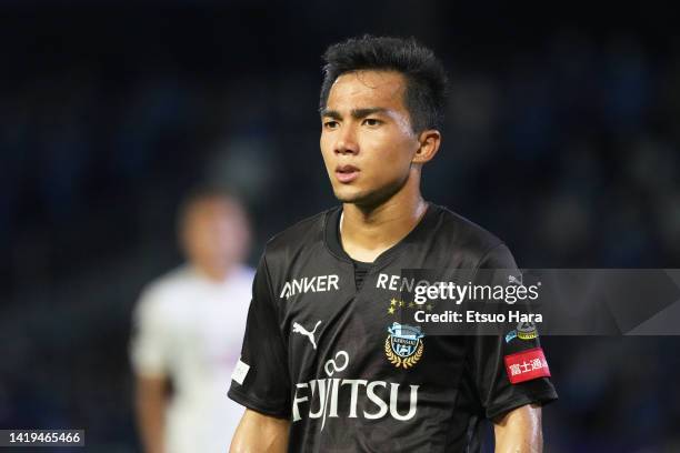 Chanathip Songkrasin of Kawasaki Frontale looks on during the J.LEAGUE Levain Cup Prime Stage second leg match between Kawasaki Frontale and Cerezo...