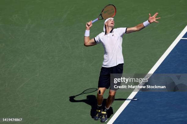 John Isner of the United States serves against Federico Delbonis of Argentina in their Men's Singles First Round match on Day Two of the 2022 US Open...