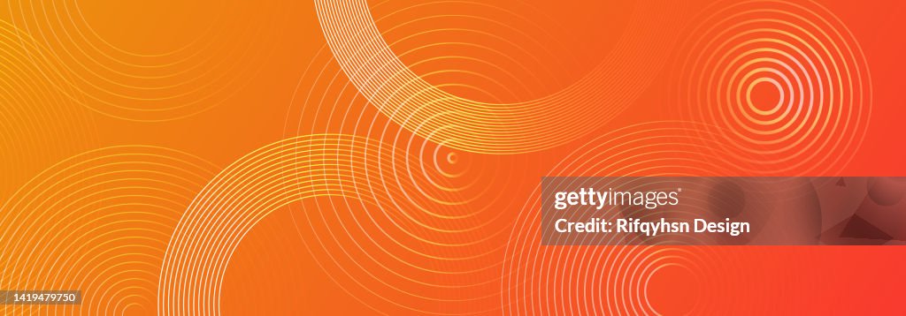 Abstract orange and red gradient geometric shape circle background. Modern futuristic background. Can be use for landing page, book covers, brochures, flyers, magazines, any brandings, banners, headers, presentations, and wallpaper backgrounds